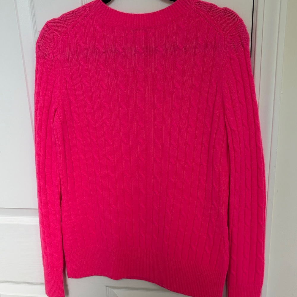 Vineyard Vines Wool Women’s Cable-Knit Crewneck Sweater - Hot Pink - Picture 3 of 3